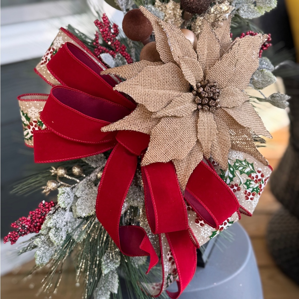 Burlap Poinsettia Lantern Decor - Picture 5 of 8